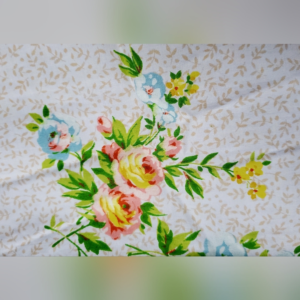 Pequot Double Full Flat Sheet Floral Elegance Cottagecore Vintage Percale - Picture 5 of 8